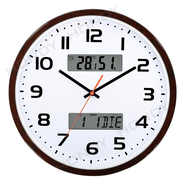 320MM RCC Ana-Digit Wall Clock With Dual LCD Display Day, Date, Temperature and Humidity