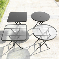 Vente directe d'usine, table en verre ondulé carrée de 60 cm de diamètre, effet vague d'eau, pour jardin et café