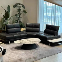 Ensemble de canapés modulaires convertibles en cuir italien de luxe, modernes, à assise large et profonde, pour villa et appartement, avec dossier réglable
