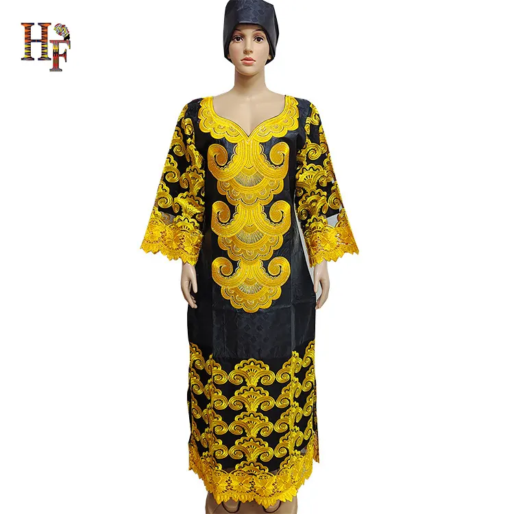 embroidery African guinea brocade women dress bazin dress matching lace shadda dress