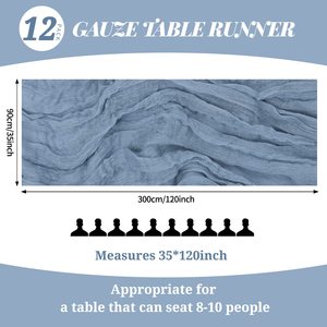Luxury <strong>Blue</strong> Cheesecloth Table <strong>Runner</strong> Sage Green Boho Dining Wedding Party Event Decoration Cheese Cloth Fabric Table <strong>Runner</strong> - Product Image 2