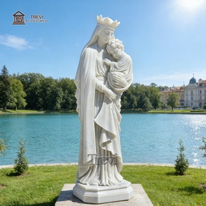 Statue de la Vierge <span class=keywords><strong>Marie</strong></span> avec l'Enfant en marbre grandeur nature TREVI, sculpture religieuse pour l'extérieur, église, jardin - Product Image 2