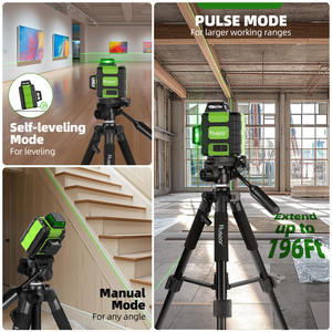 Niveau <span class=keywords><strong>laser</strong></span> professionnel <span class=keywords><strong>Huepar</strong></span> HM03CGT 12 lignes 360° pour extérieur avec trépied, modes manuel/automatique/impulsion, outil de précision à batterie longue durée - Product Image 2