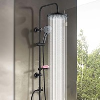 Ningbo système de douche de pluie mural moderne grande tête Durable en acier inoxydable salle de bain noir mat douche colonne de douche Kit