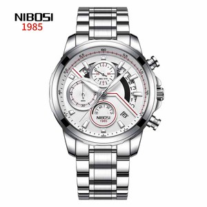 Reloj de Cuarzo de Lujo NIBOSI 2576, Reloj de Pulsera Casual para Hombre con Esfera Grande, Cronómetro, Correa de Acero de 20 mm - Product Image 4
