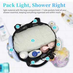 Popular <b>Shower</b> Bag with 7 Outer Pockets Women Double Handle Hanging <b>Tidy</b> Practical <b>Shower</b> - Product Image 3