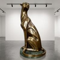 Sculpture de léopard en bronze massif sur mesure - Art animalier classique personnalisé, fabriqué sur commande avec livraison mondiale, sculpture en bronze