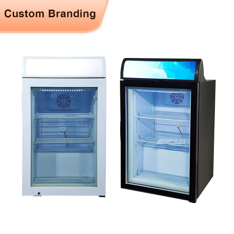 Meisda SD98B 98L Glass Door Ice Cream Display Commercial Freezer with Branded Lamp Box