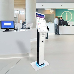 Queue System 23.6'' Slim Colomn Curved Screen Kiosk <b>With</b> Qr <b>Scanner</b> Pos Holder Payment Terminal Queue Kiosk for Bank - Product Image 4