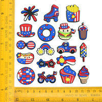 Clips souples en PVC pour la Fête de l'Indépendance des États-Unis, accessoires DIY d'été, ensemble de breloques patriotiques américaines pour chaussures, décorations de sabots sur le thème du 4 juillet