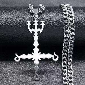 Nuevo gótico Cruz invertida Trident Devil collar Hip Hop Punk estilo hombres colgante joyería - Product Image 1