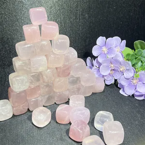 卸売高品質NaturalCrystalローズクォーツキューブローズクォーツスクエア装飾用