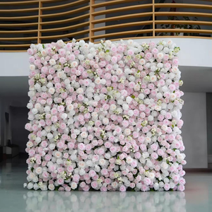 Decoración floral de pared DIY para mi dormitorio: Diseño de tela con efecto brillante de follaje verde sobre fondo colorido, con globos de rosas. - Product Image 4