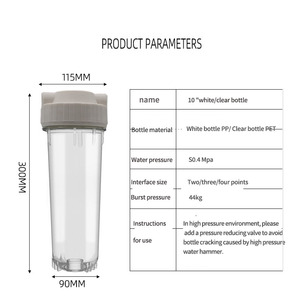 Boîtier de filtre à eau en plastique Transparent de 10 pouces pour purificateur électrique pré-RO pour usage domestique et hôtelier - Product Image 5