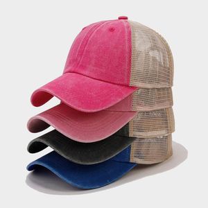 Nouvelle Arrivée Été 2024 Casquette de Baseball Vintage en Coton Délavé Style Papa Sportif Ethnique Urbain avec Maille Design Uni - Product Image 2