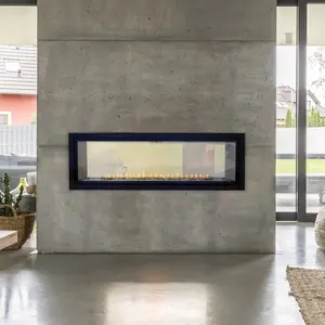 Customized any size cheap household gas fireplace Two-Sided Gas Fireplace vented remote control rectangle gas fireplace