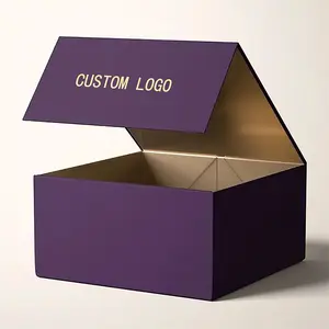 Impressão de logotipo personalizado caixa de presente dobrável com tampa magnética de papel rígido vazio para joias, perucas de roupas cosméticas e embalagens