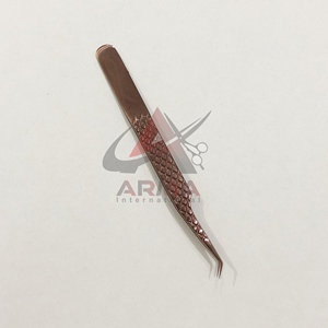 Pince à cils professionnelle légère en acier inoxydable or rose à 45 degrés testée à la main, pointe pointue, excellente extension de cils en éventail - Product Image 5