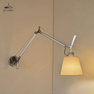 Lampe murale télescopique Tolomeo Rocker Arm de style italien, source lumineuse LED E26, style farmhouse, pour la maison, le bureau, la chambre à coucher, le chevet - Product Image 2