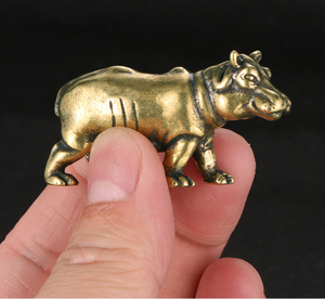 Kerajinan Hewan Terlaris Patung Kuda Nil Tembaga Padat Hewan Peliharaan Teh yang Menyenangkan Barang Dekoratif Koleksi Kerajinan Kuningan Grosir - Product Image 3