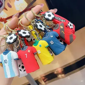 Hot Selling Famous Player Football Clothes argentina Shirts Shape Football Jersey Silicone Keychain In Bulk For Souvenir Gift