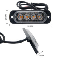 New 4 Led Side Markers Warning Light Grille Flashing Lightbar Truck Car Beacon Lamp Amber Yellow White Traffic Light 12V - 24V
