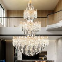 Lustre LED moderne en cristal avec hauteur réglable, en fer doré, avec garantie de 3 ans pour la maison, les escaliers et le salon
