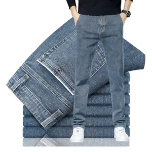 Pantaloni di Jeans da Cowboy personalizzati Jeans elasticizzati da uomo Slim Fit dritti da lavoro formale Casual Jeans larghi