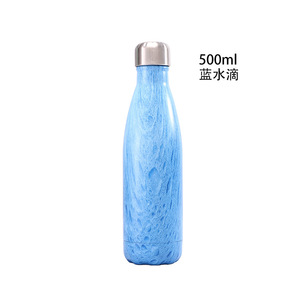 2026 Luxury Wood Grain Marble Pattern Water Bottle Wholesale Custom Logo Stainless Steel Vacuum Insulated Cola Shape Flask Mug - Product Image 2