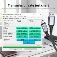 Kabel Tipe-C ke USB-A 10Gbps USB3.2 Gen2 Jaket Anyaman Abu-abu Muda 3A60W Pengisian Cepat Transfer Data