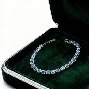 Gioielli <span class=keywords><strong>KAAN</strong></span> bracciale in argento Sterling 925 con intarsio di zirconi blu e bianco di lusso temperamento da donna bracciale per la festa - Product Image 3