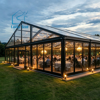 Tente de réception de luxe en aluminium avec toit transparent en verre trempé pour mariage, fête ou banquet en plein air