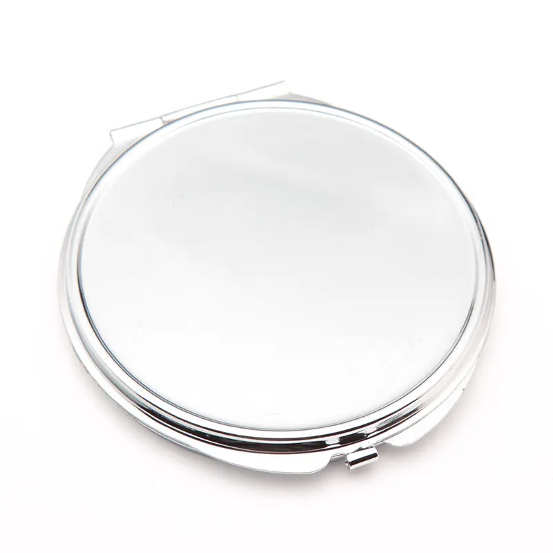 Wholesale custom 70mm metal doubles side round cosmetic pocket folding makeup mirror