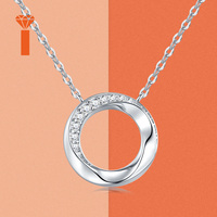 Magnifique Collier Ras du Cou pour Femme en Argent 925 Plaqué Rhodium avec Moissanite Éternelle en Cercle, Demi-Pavé Entrelacé de Haute Qualité