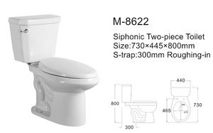 WC a due <span class=keywords><strong>pezzi</strong></span> sifonico in ceramica con scarico a S da 300 mm, in porcellana bianca, a filo muro, sanitario per <span class=keywords><strong>bagno</strong></span> - Product Image 3
