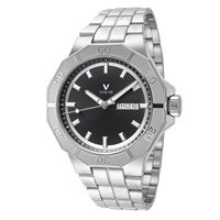 Montre à quartz classique pour homme avec logo personnalisé, 44 mm, boîtier et bracelet en acier inoxydable, montre lumineuse de qualité supérieure