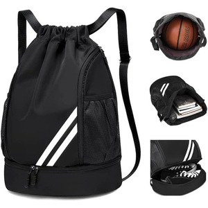 Waterproof Draw String Back Bag, Custom <b>Cheap</b> Drawstring <b>Backpack</b> Sports Gym Bag with Shoes Compartment - Product Image 1