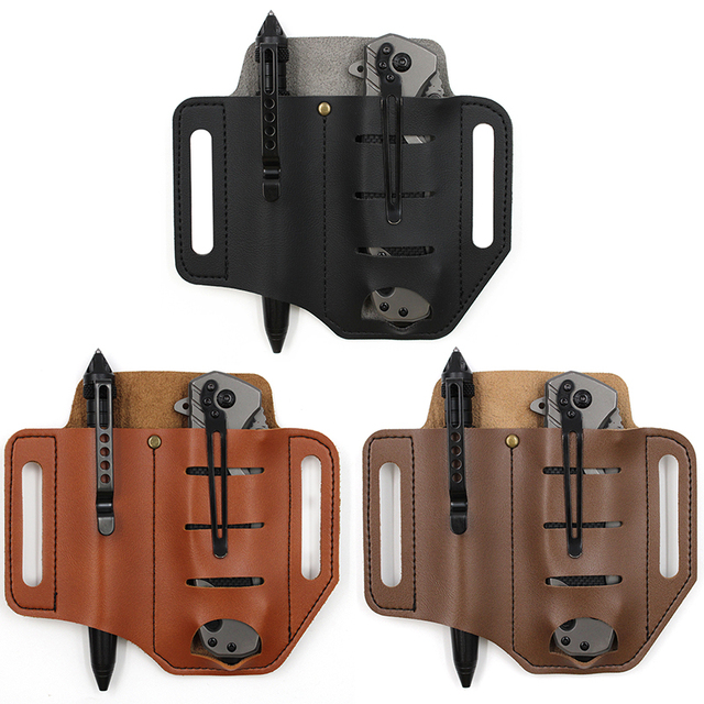 Leather Belt Sheath Men's Leather EDC Belt Sheath Multitool Sheath for Belts Camping Outdoor Tool Cover Tactical Bags