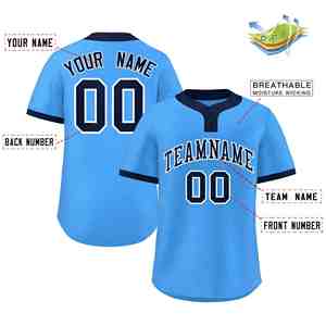 เสื้อซอฟต์บอลแบบคลาสสิกสีน้ำเงินกรมท่า-ขาว แบบสั่งทำพิเศษ ติดกระดุมสองเม็ด ของแท้ - Product Image 2