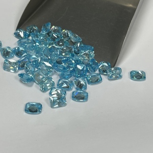 Kubik zirkonia 6.5x8mm lemak persegi panjang bentuk biru langit longgar batu - Product Image 1