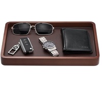 Plateau de rangement en bois personnalisé pour homme, plateau à clés pour bureau et table de chevet, plateau EDC pour bureau et entrée, pour portefeuilles, montres, téléphones et pièces de monnaie