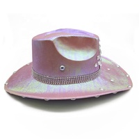Chapeau de mariée chic pour enterrement de vie de jeune fille avec strass étincelants pour fête de mariage et fiançailles, chapeau de cowboy et de cowgirl tendance
