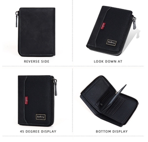 กระเป๋าสตางค์ผู้ชายแบบสั้น ยี่ห้อดีที่สุด ป้องกัน RFID ผลิตจากไมโครไฟเบอร์ กันน้ำ ลายเรขาคณิต แฟชั่น ปักสีสันสดใส - Product Image 4