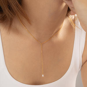 SongYi kadın zarif moda y-şekilli püskül uzun tatlı su inci köprükemiği zincir kolye - Product Image 6