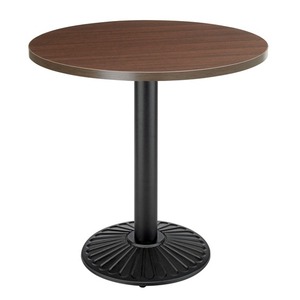 Table à manger ronde moderne et traditionnelle en métal avec plateau en bois, pour usage hôtelier, finition personnalisée, mobilier commercial - Product Image 1