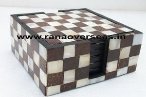 Dessous de verre carré en bois fait main pour thé et café avec support pour la pendaison de crémaillère de Table de cuisine à domicile - Product Image 3