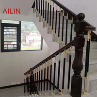 Villa cuivre art aluminium artillerie rotation arc escalier main courante Ameublement intérieur style européen garde-corps en bois massif