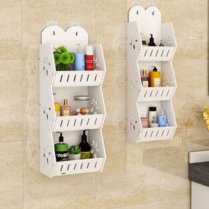 Étagère murale de rangement pour salle de bain Hui Shijia, 3 niveaux, sans perçage, étagères multi-niveaux pour les zones de toilettes, de douche et d'évier - Product Image 1