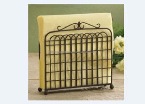 <b>Napkin</b> <b>Holder</b> in Metal with Black and Gold Leaf and Pomegranate Design for Kitchen Tabletop Decoration and Elegant Accessories - Product Image 2