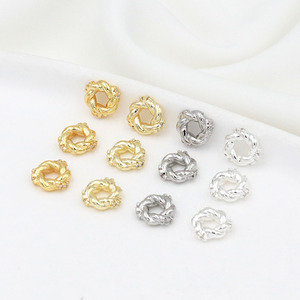 14k gold plated color-preserving twisted zircon round spacer bead DIY bracelet necklace earring pendant <b>accessories</b> C45 - Product Image 2
